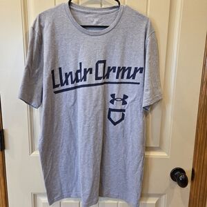 Under Armour Men’s XL Baseball Script Graphic T-Shirt Grey Loose Fit NWT